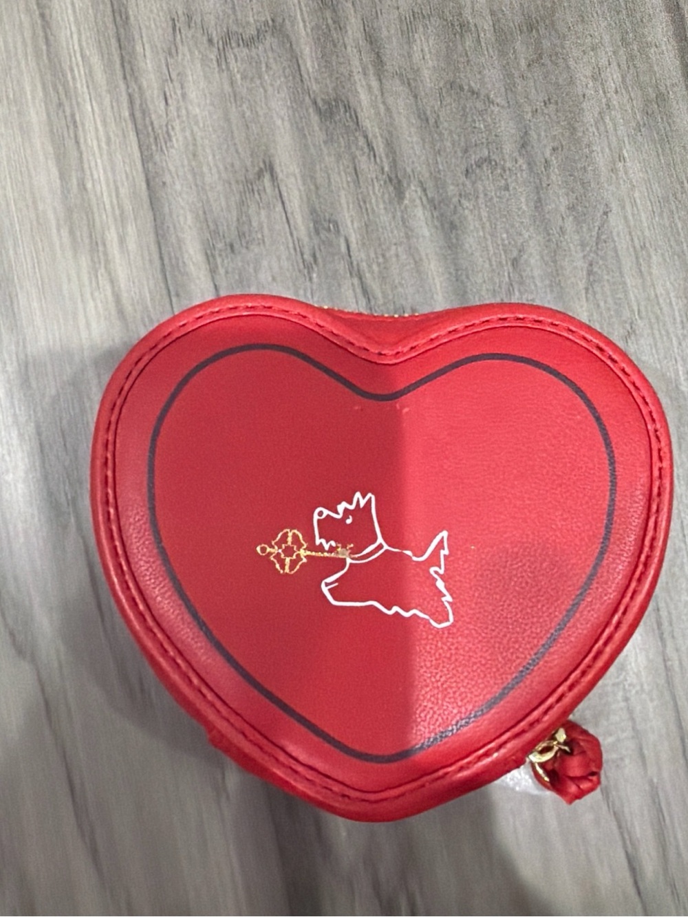 RADLEY LONDON Red Heart-Shaped Coin Purse with Dog Motif